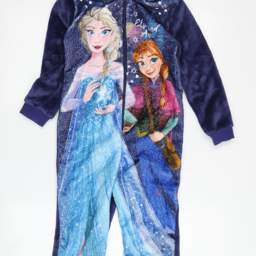 Disney Frozen Girls Blue Onesie 6-7 Years with Hood