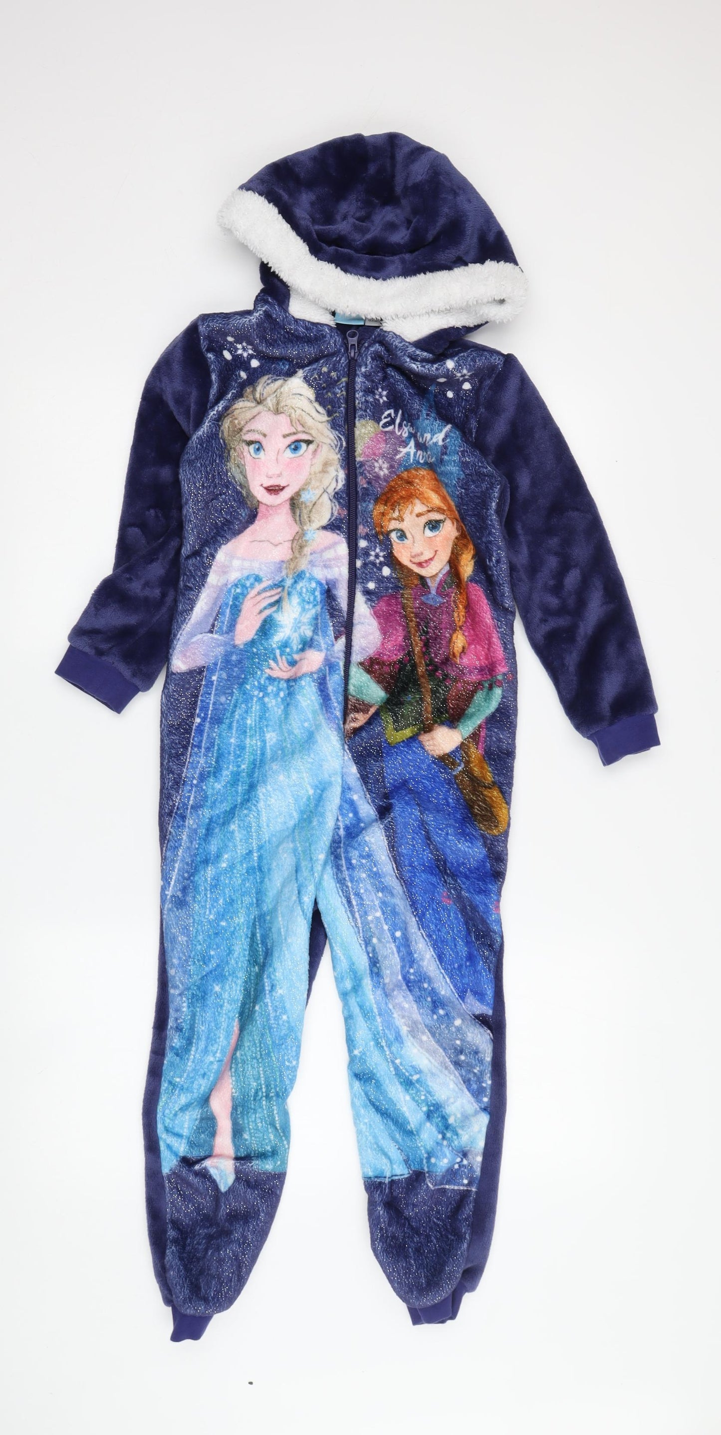 Disney Frozen Girls Blue Onesie 6-7 Years with Hood