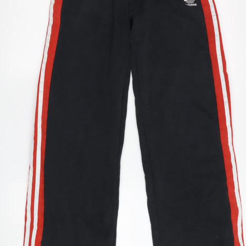 Adidas Boys Black Track Pants S - Elastic Waist, Side Stripe