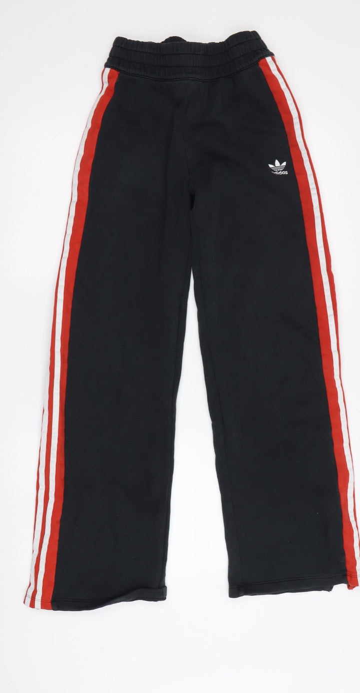Adidas Boys Black Track Pants S - Elastic Waist, Side Stripe