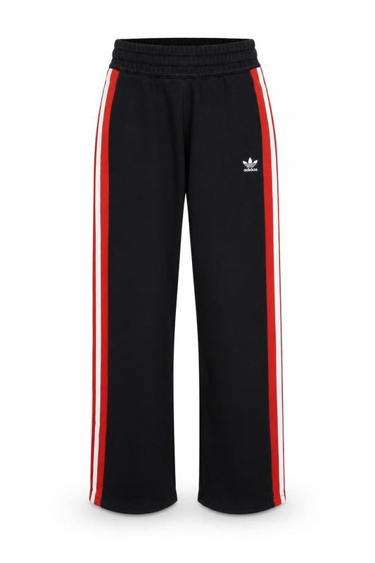 Front view of Adidas boys’ black track pants s - elastic waist, side stripe