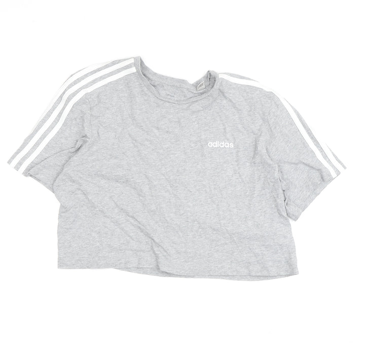 Adidas Women's Grey Cropped T-Shirt, L, Casual Style