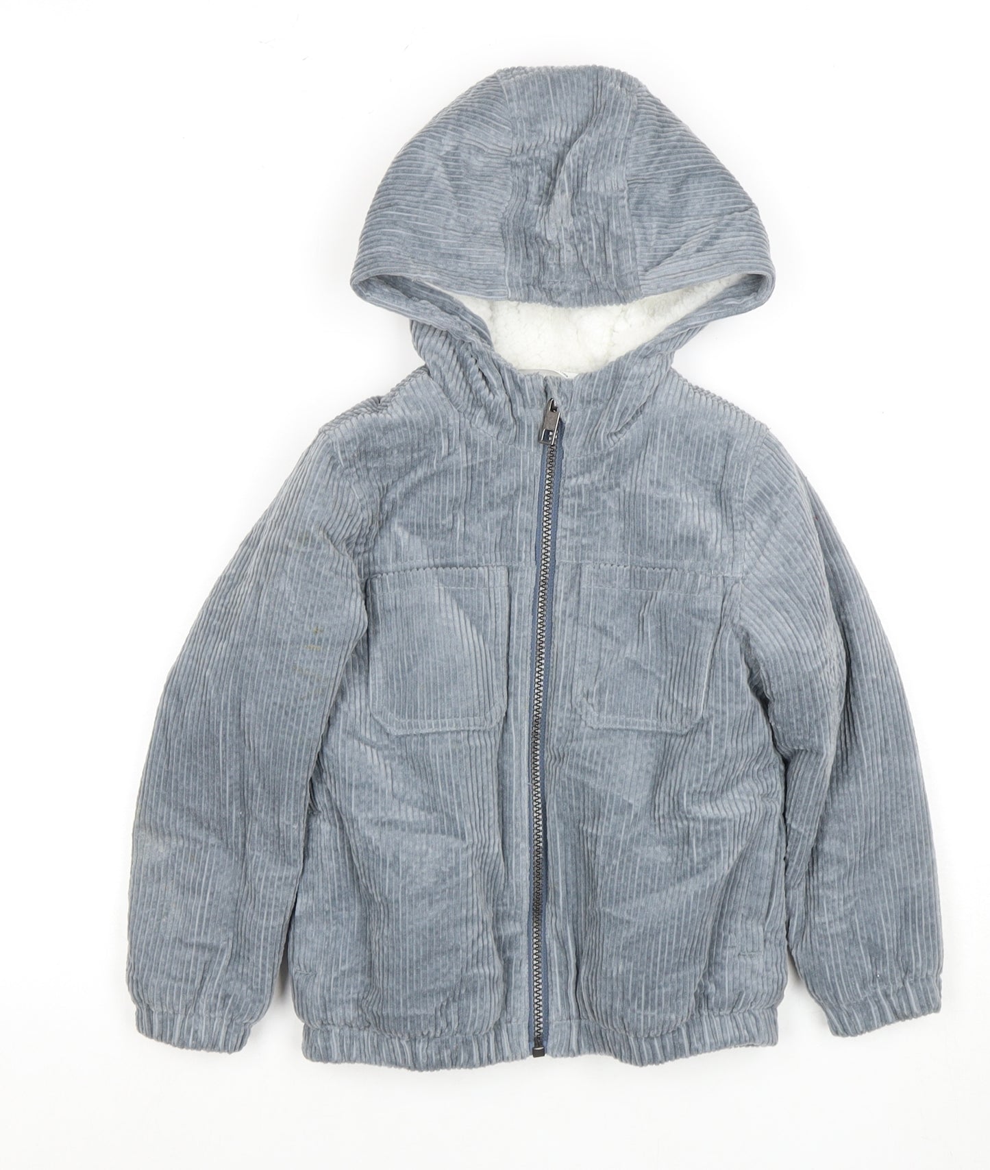 Marks and Spencer Boys Grey Hooded Corduroy Jacket 6 Years