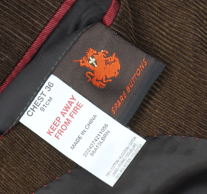 Topman Men's Brown Corduroy Blazer Jacket 36