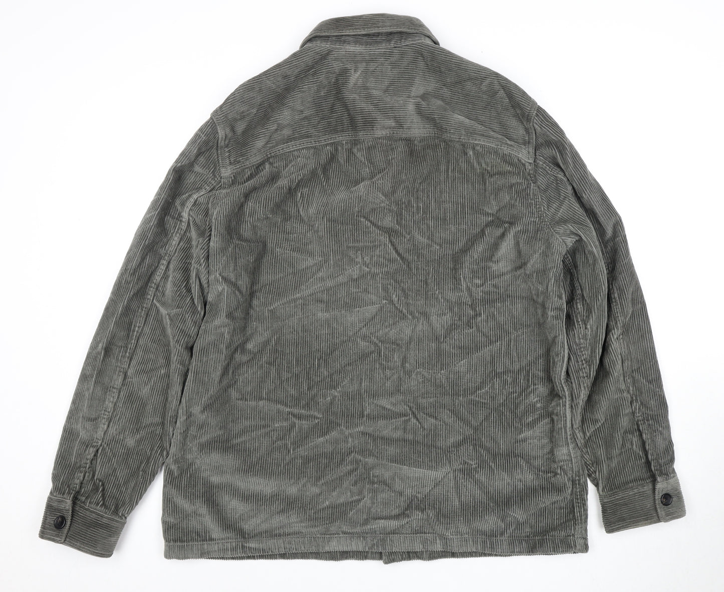 Marks and Spencer Men's Grey Corduroy Overshirt - L