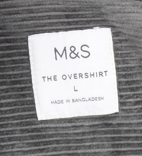 Marks and Spencer Men's Grey Corduroy Overshirt - L