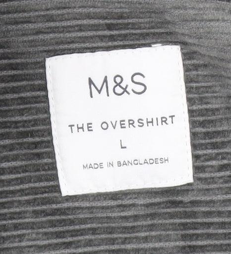 Marks and Spencer Men's Grey Corduroy Overshirt - L