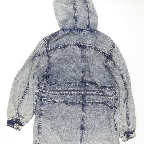 NANNA Women's Blue Denim Hooded Anorak Jacket Size M