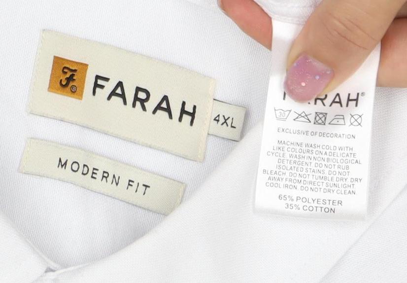 Farah Men's White 4XL Short Sleeve Dress Shirt