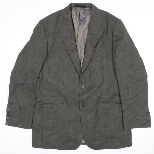 Impressions Men's Grey Check Blazer 42 Regular Wool Classic