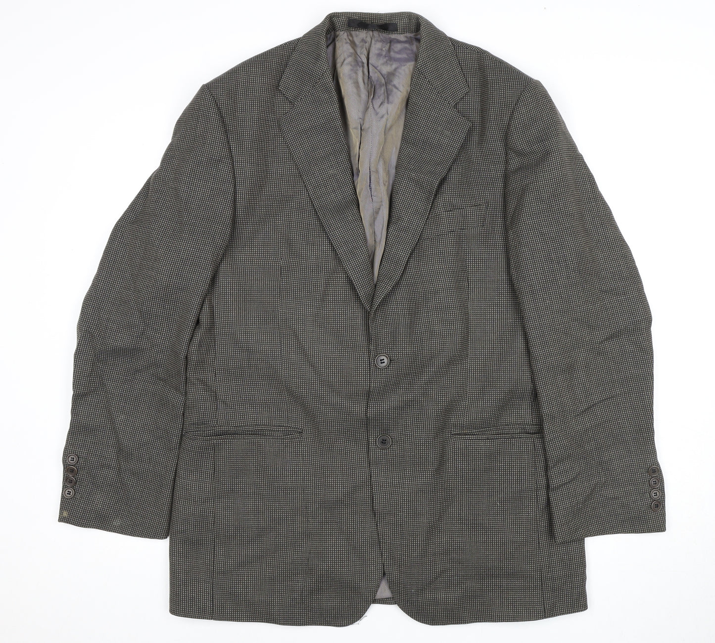 Impressions Men's Grey Check Blazer 42 Regular Wool Classic