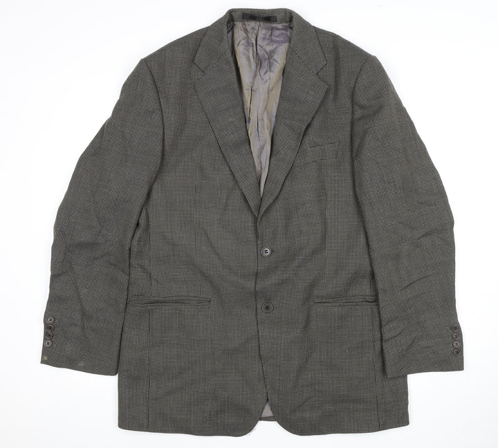 Impressions Men's Grey Check Blazer 42 Regular Wool Classic