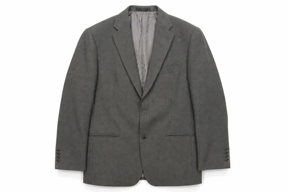 Front view of Impressions Men's Grey Check Blazer 42 Regular Wool Classic
