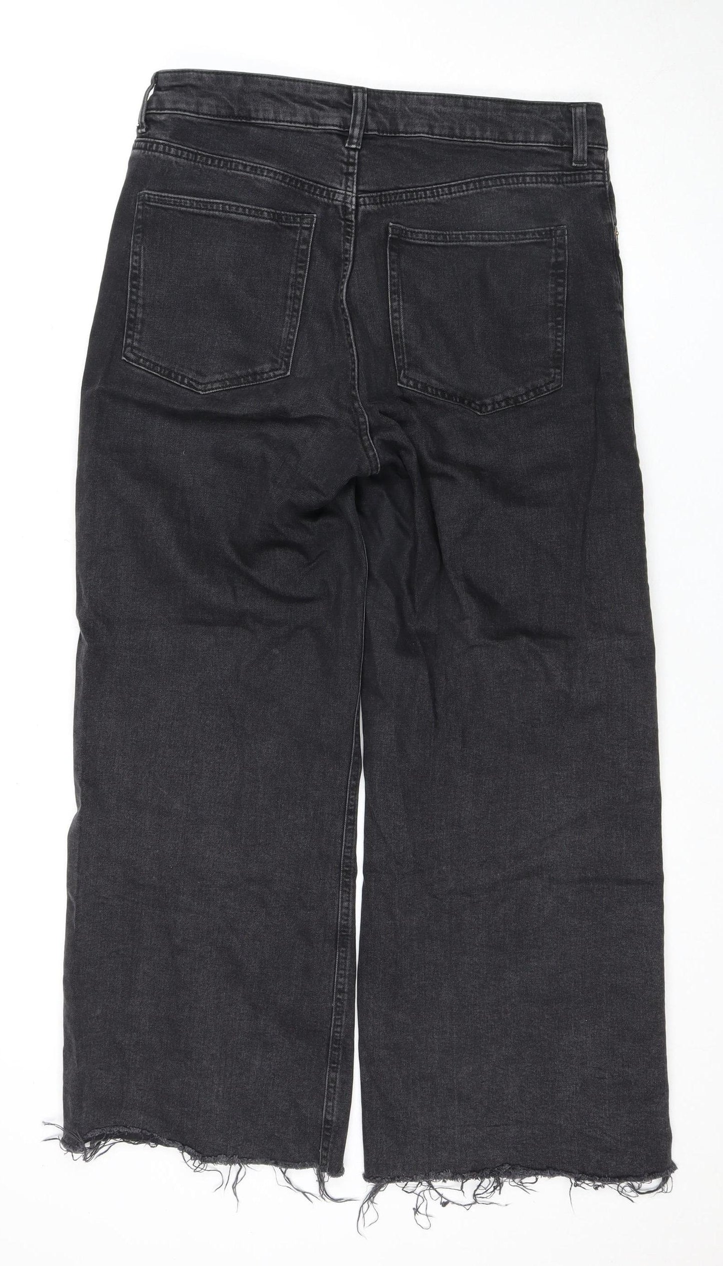 H&M Women's Black Wide-Leg Jeans Size 14 High Rise