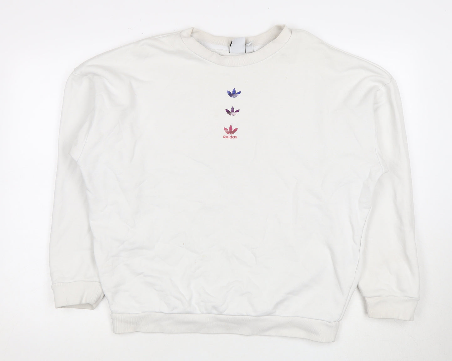 Adidas Women's White Sweatshirt Size L with Logo Accents