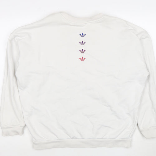 Adidas Women's White Sweatshirt Size L with Logo Accents