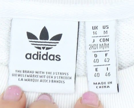Adidas Women's White Sweatshirt Size L with Logo Accents