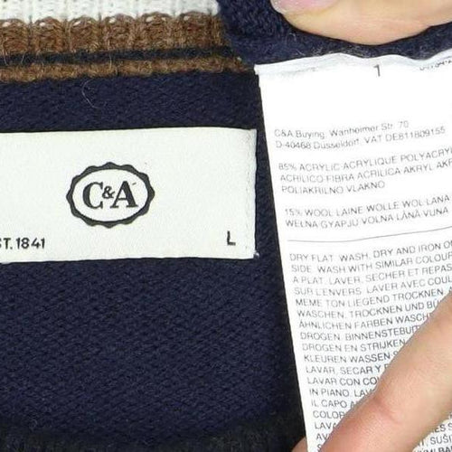 C&A Men's Blue Pullover Jumper L - Classic Style