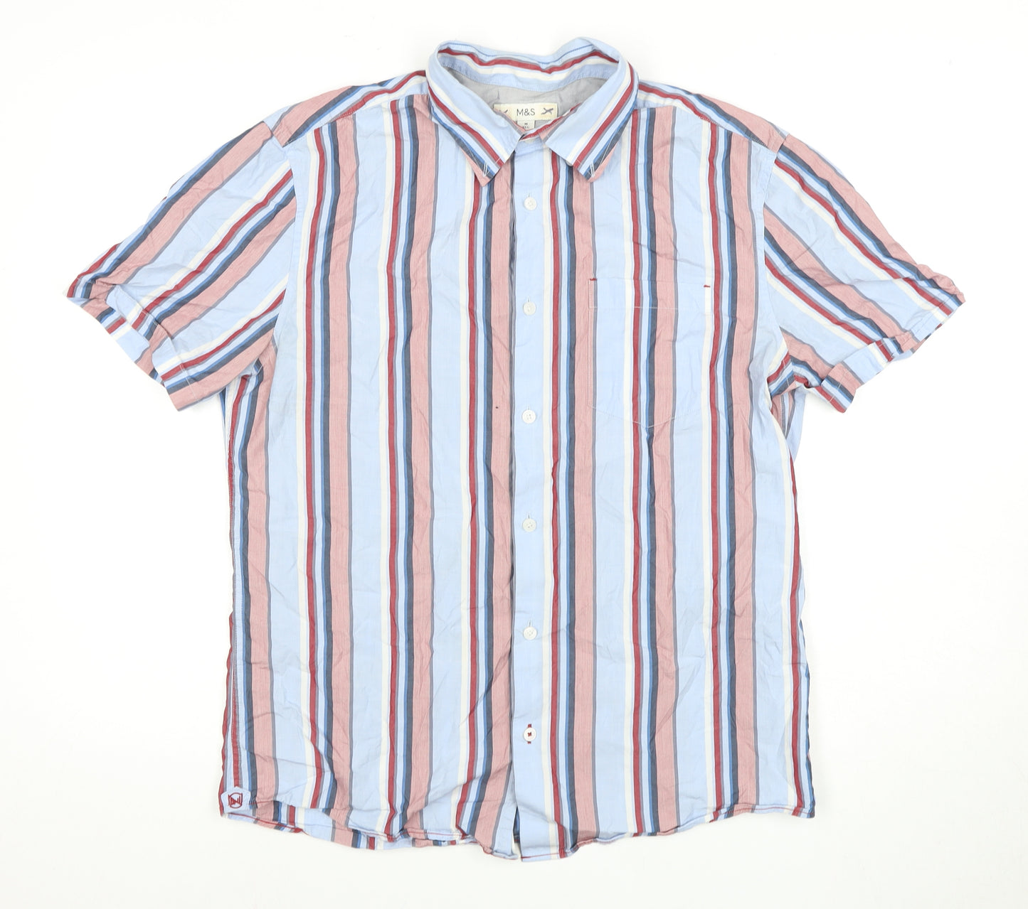 Marks and Spencer Men's Striped Cotton Shirt, L
