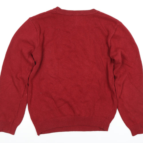 Topman Men's Red XS Cable-Knit Crew Neck Pullover Jumper