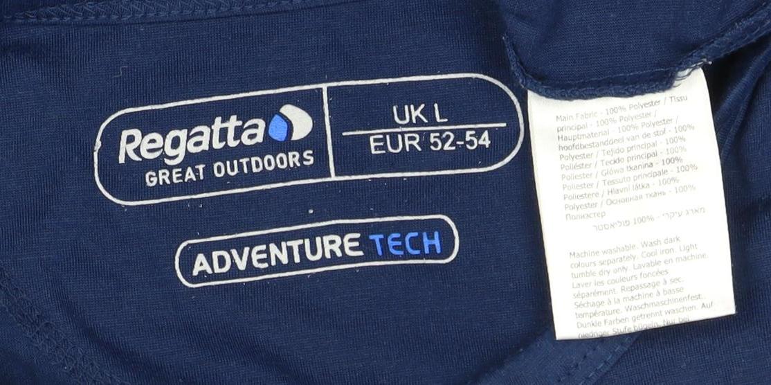 Regatta Men's Blue T-Shirt - Size L, Moisture Wicking