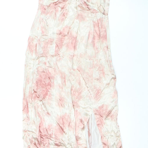 Zara Women's Pink Tie Dye Slip Dress S V-Neck Bohemian