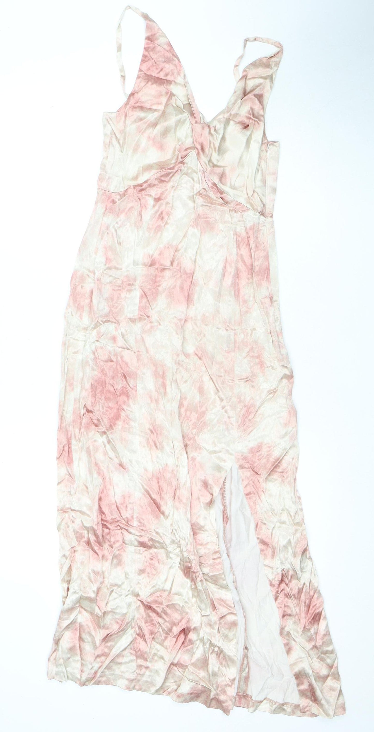 Zara Women's Pink Tie Dye Slip Dress S V-Neck Bohemian