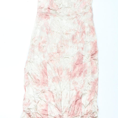 Zara Women's Pink Tie Dye Slip Dress S V-Neck Bohemian