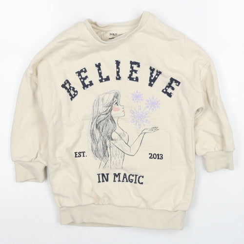 Marks and Spencer Girls Beige Frozen Hoodie Pullover