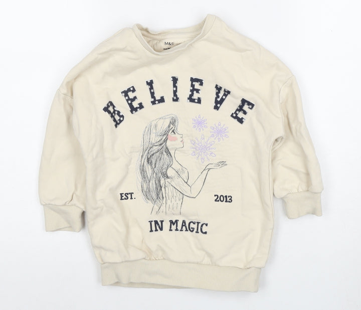 Marks and Spencer Girls Beige Frozen Hoodie Pullover