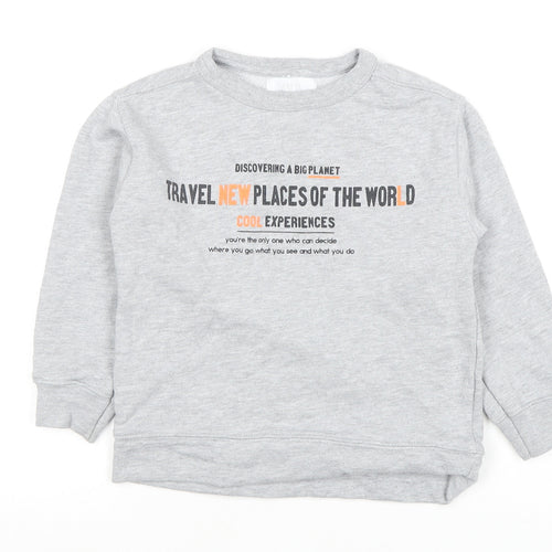 Zara Boys Grey Pullover Sweatshirt 7 Years - Travel Theme