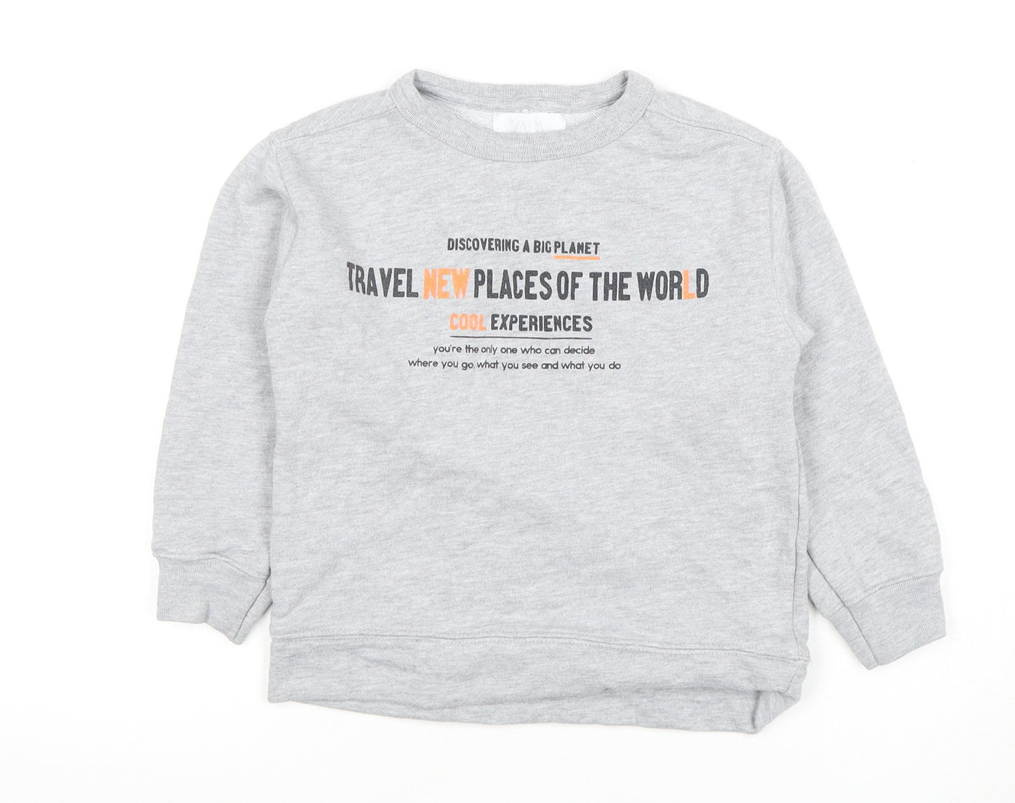 Zara Boys Grey Pullover Sweatshirt 7 Years - Travel Theme