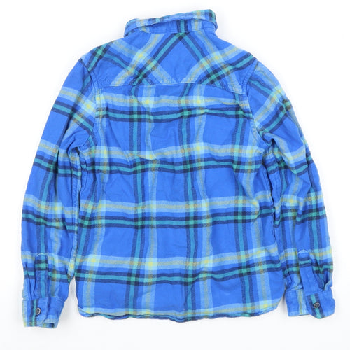 Marks and Spencer Boys Blue Plaid Button-Up Shirt 6-7 Years