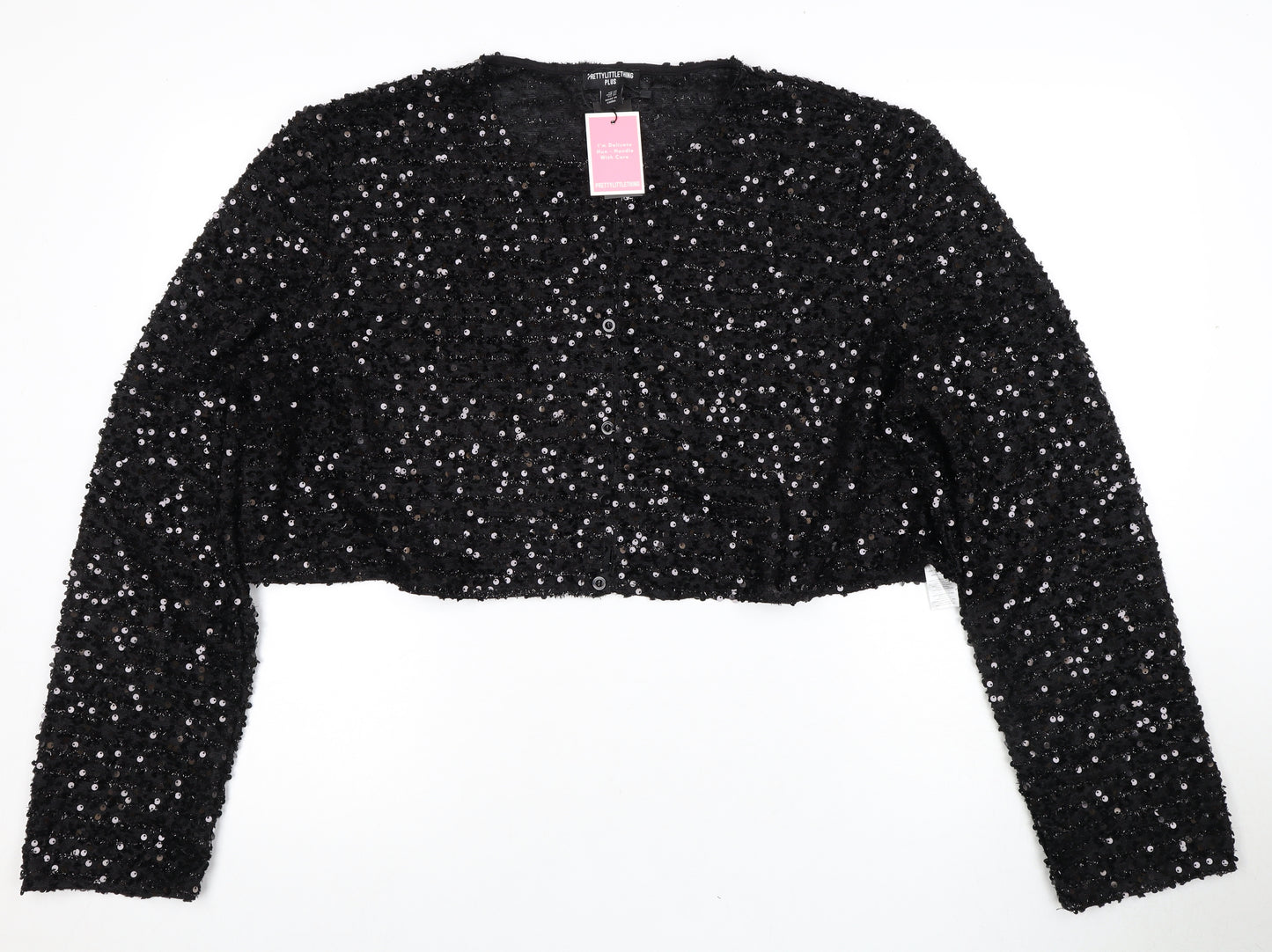 PrettyLittleThing Women’s Black Sequin Cropped Blouse