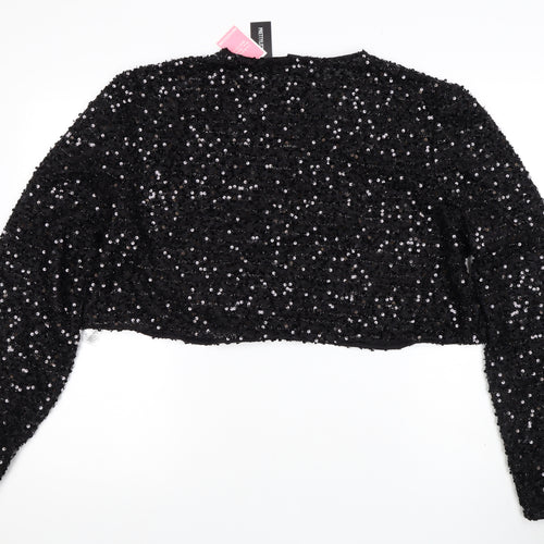 PrettyLittleThing Women’s Black Sequin Cropped Blouse