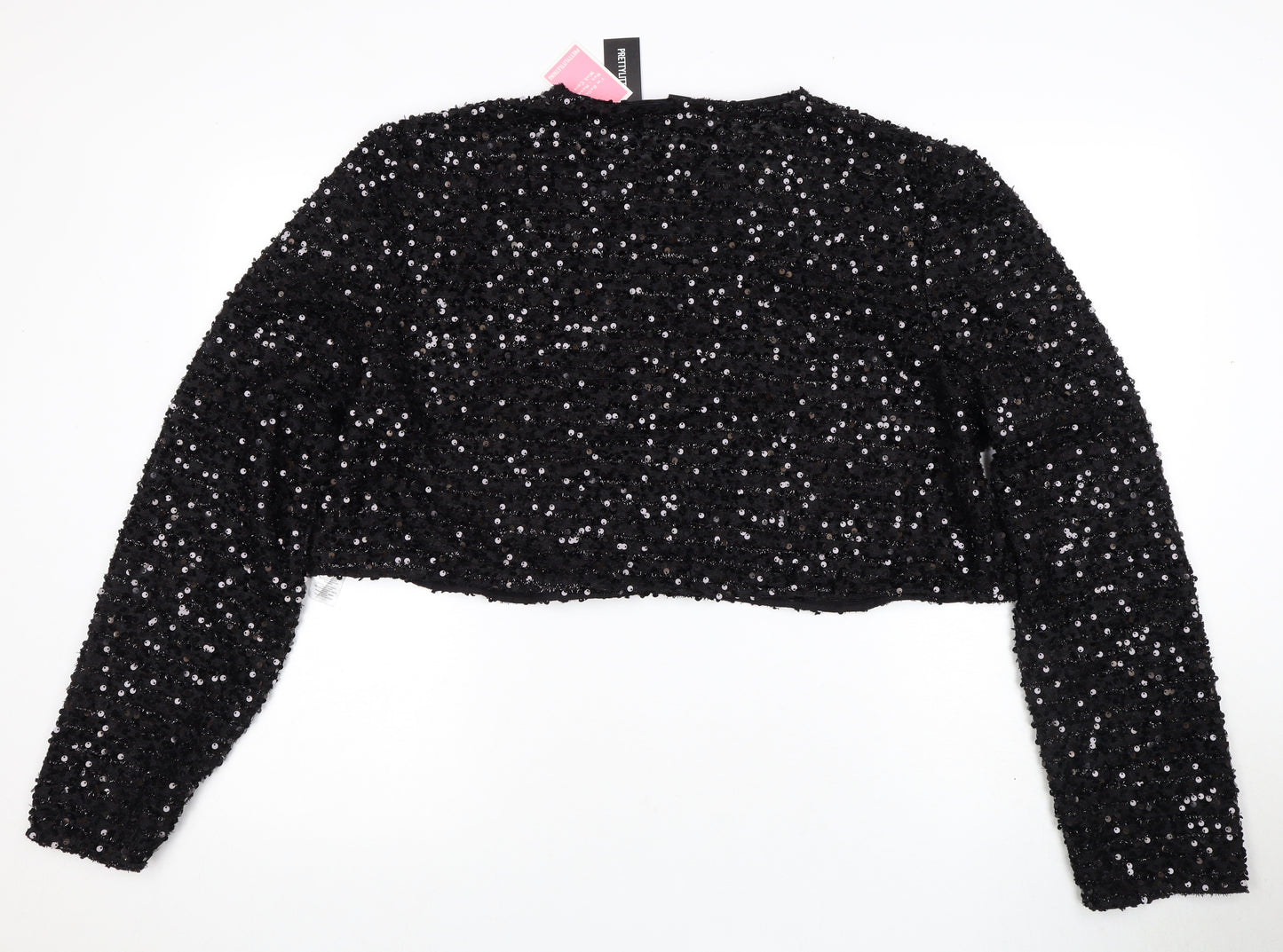 PrettyLittleThing Women’s Black Sequin Cropped Blouse