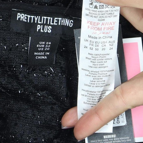 PrettyLittleThing Women’s Black Sequin Cropped Blouse