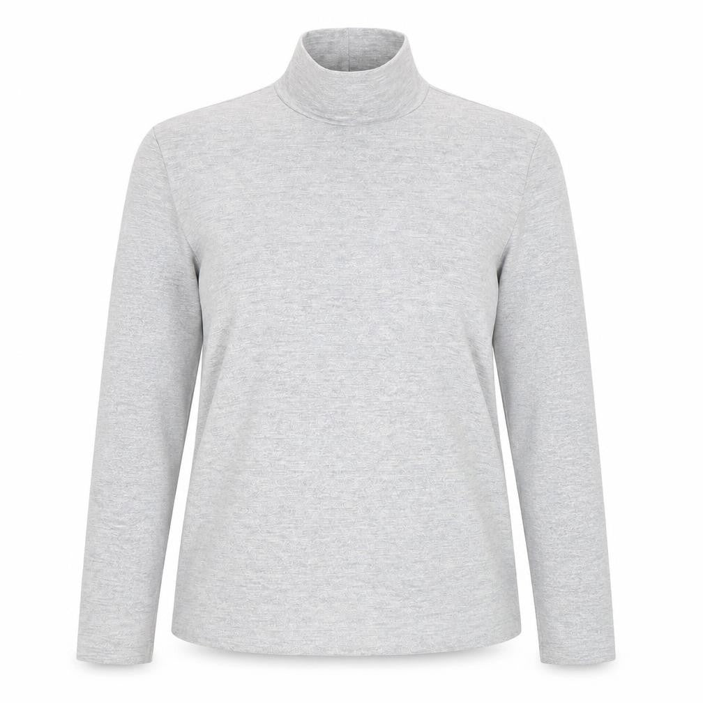 Front view of Monki Women Grey High Neck Long Sleeve Top, size M