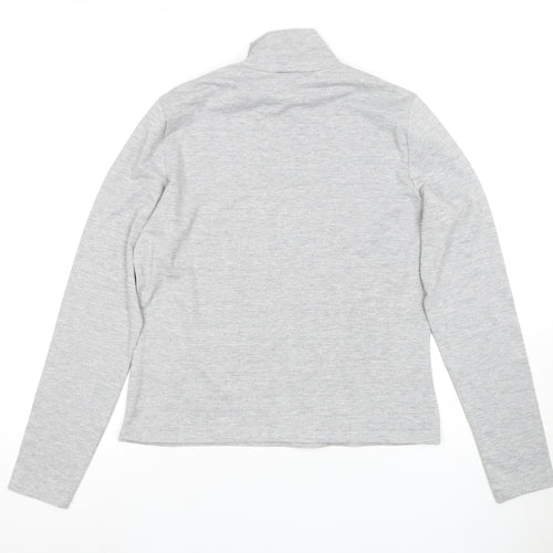 Monki Women Grey High Neck Long Sleeve Top Size M