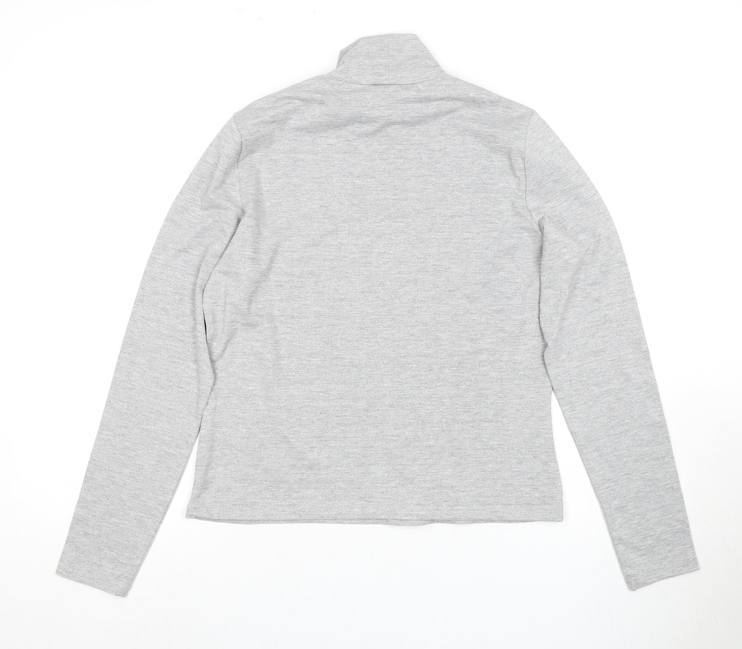 Monki Women Grey High Neck Long Sleeve Top Size M