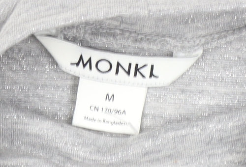Monki Women Grey High Neck Long Sleeve Top Size M