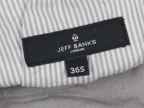 Jeff Banks Men's Grey Cargo Trousers, Size 36, Linen Blend