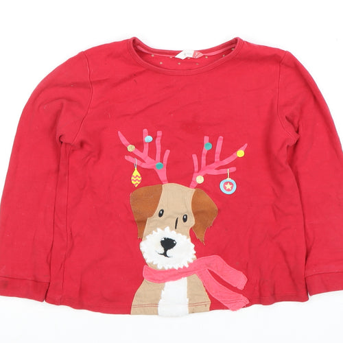 John Lewis Girls Red Dog Print Long Sleeve T-Shirt