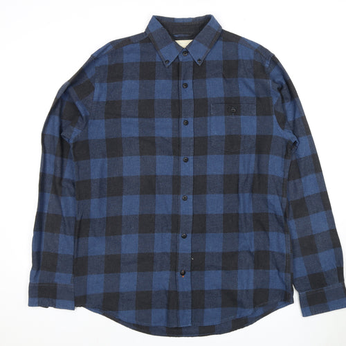 Joules Men's Blue Check Flannel Shirt L Vintage