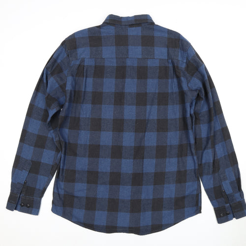 Joules Men's Blue Check Flannel Shirt L Vintage