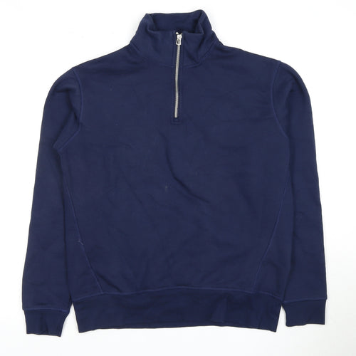 Zara Men's Blue 1/2 Zip Sweatshirt Size S