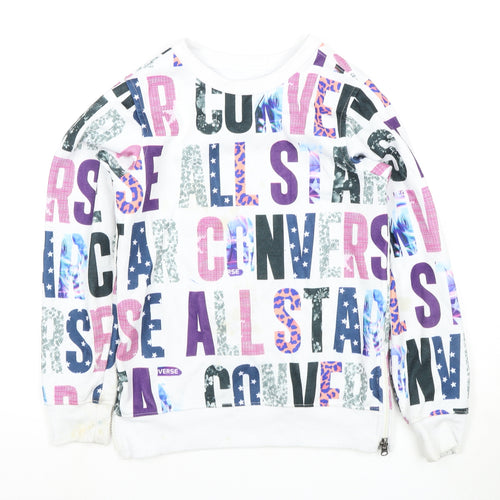 Converse Girls Multicoloured Graphic Print Pullover Hoodie M