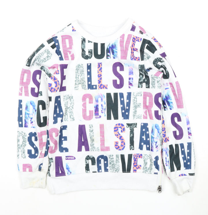 Converse Girls Multicoloured Graphic Print Pullover Hoodie M