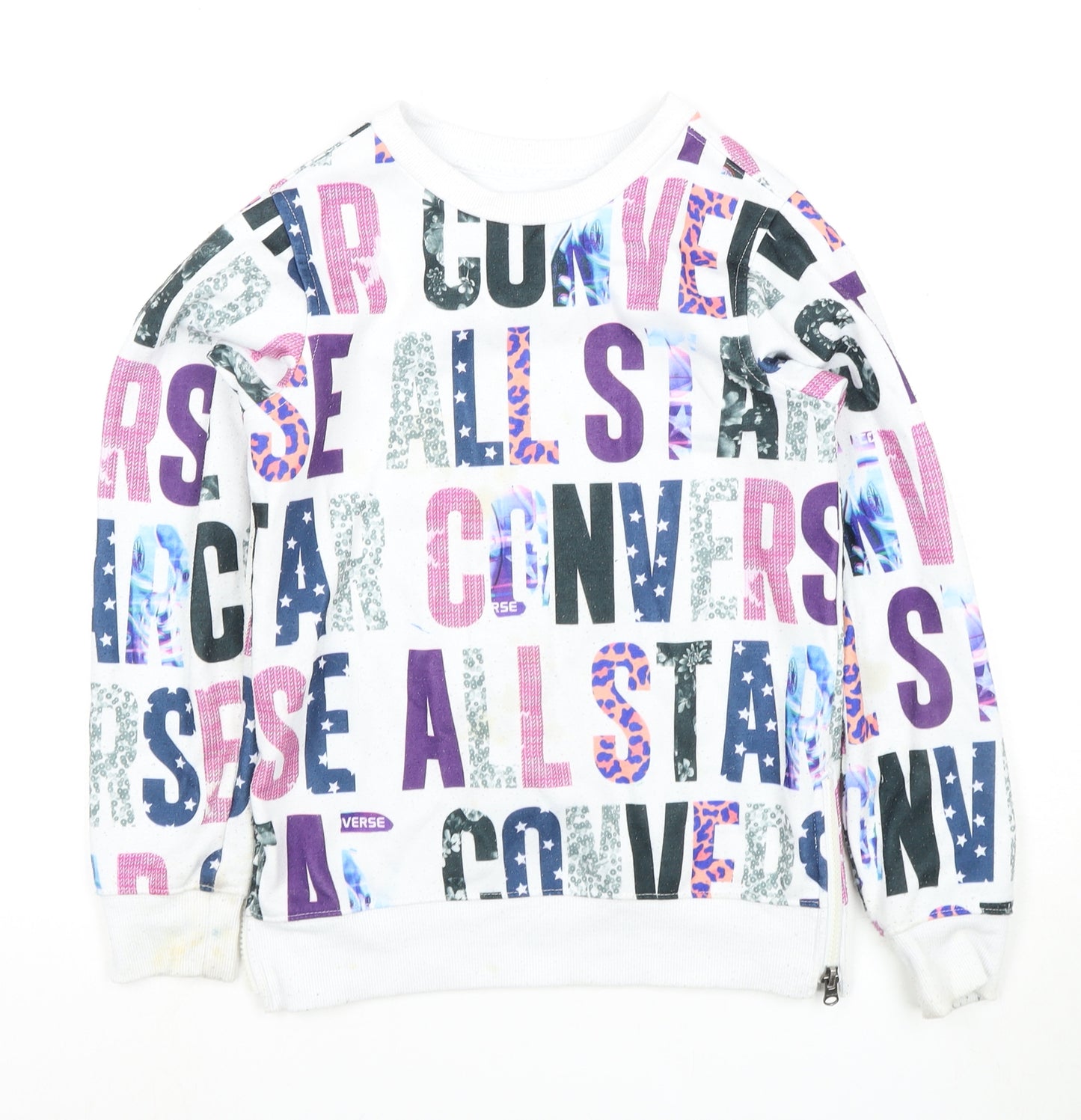 Converse Girls Multicoloured Graphic Print Pullover Hoodie M