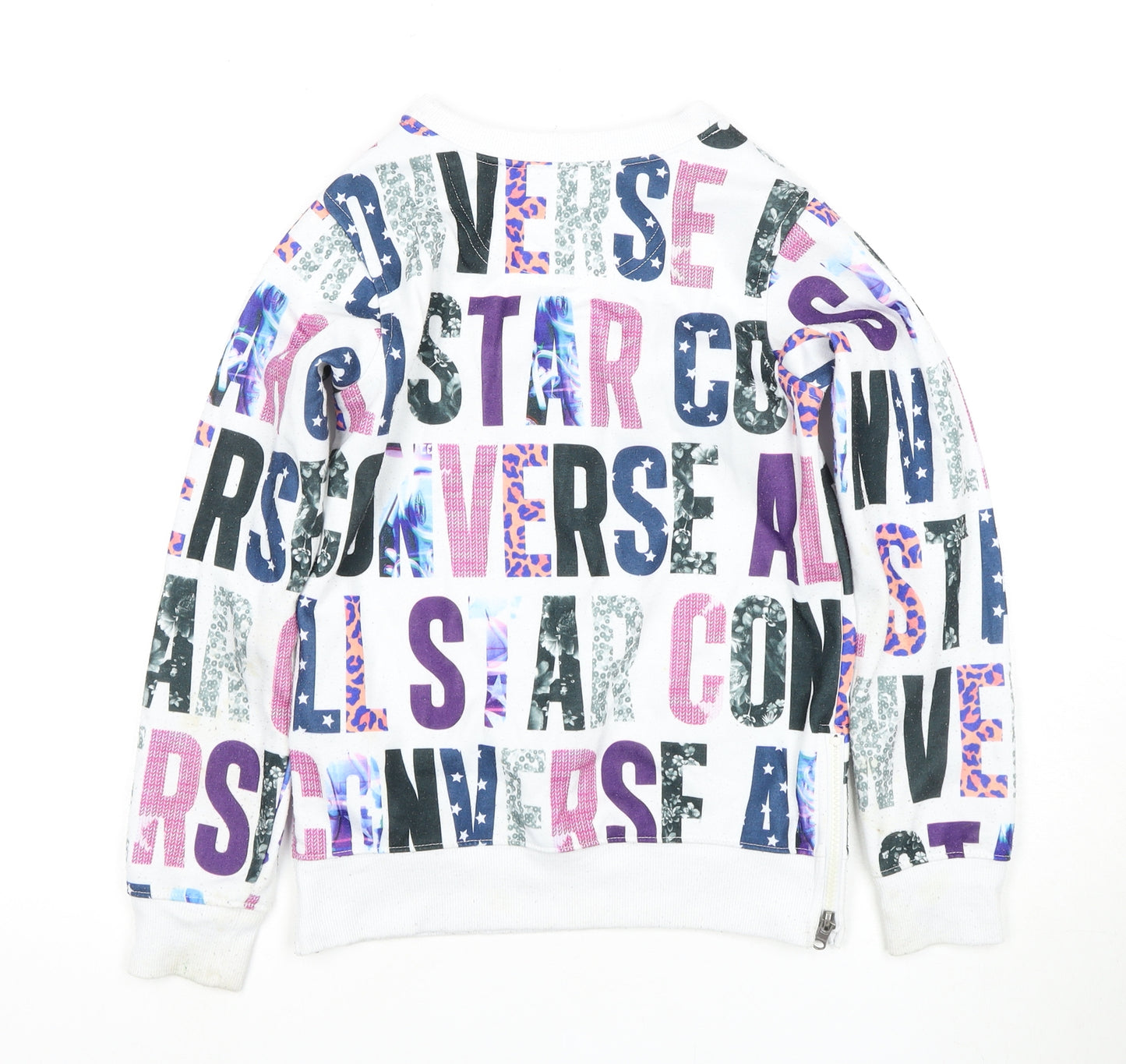 Converse Girls Multicoloured Graphic Print Pullover Hoodie M